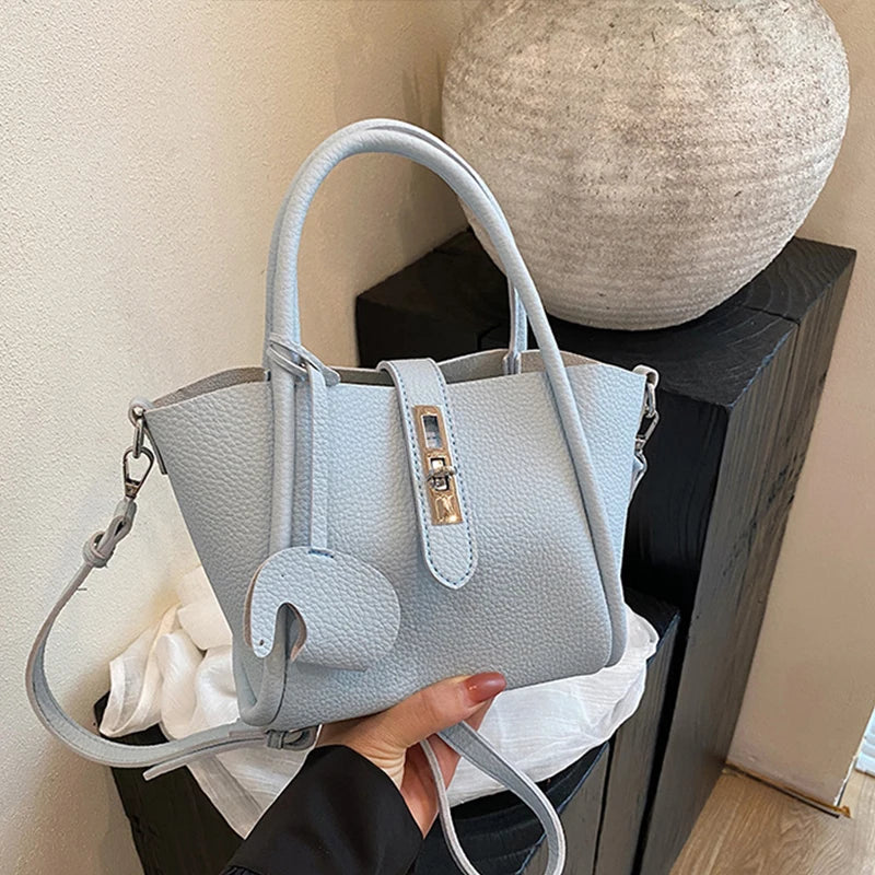 Fashion Design Women Bucket Bag Brand Trendy Basket Bag Versatile Simple Solid Color Texture Women's Bag Shoulder Crossbody Bag