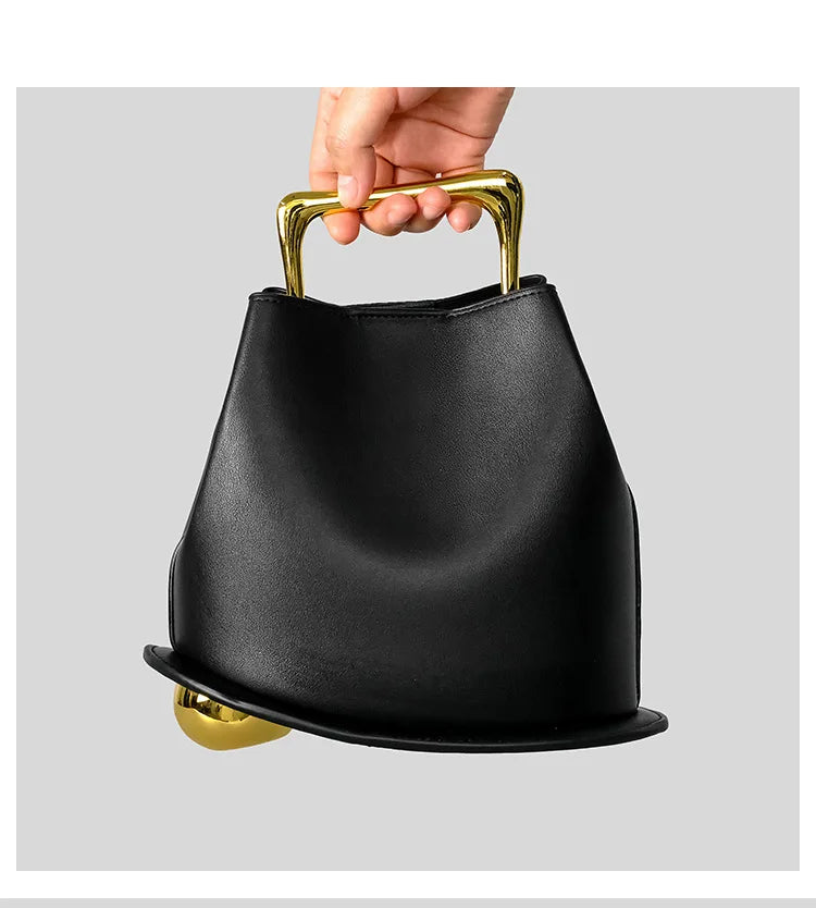 NEW Tote Bag PU Leather Bucket Simple Solid Color Underarm Fashion Casual Crossbody Shoulder Bag Shopping