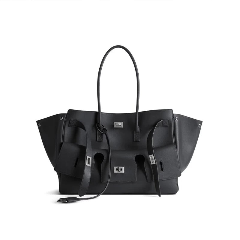 Luxury High Quality Tote Bag Brand Texture Lock Wing Bag Solid Color Simple New Horizontal Square Bag Women's Commuter Handbag