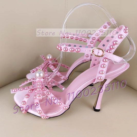 Pink Pearl Bowknot Sandals