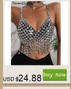 Sheer Metal Chain Backless Mini Dress Party Clubwear for Women
