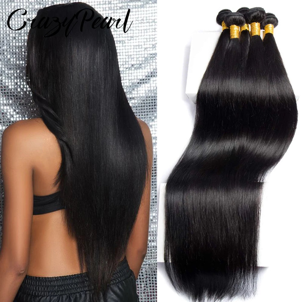 Straight Human Hair Bundles With Lace Frontal for Women