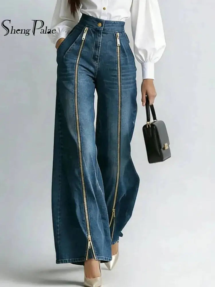 High Waist Split Hem Wide Leg Jeans
