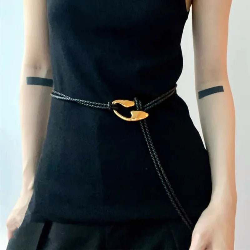 Fashion Braided Gold Knot Waist Chain Belt for Women