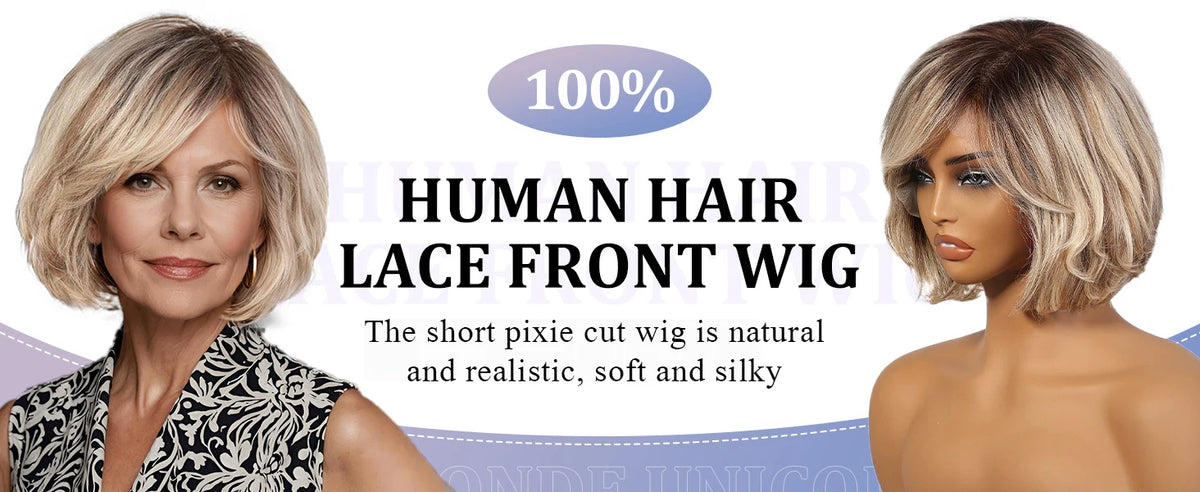 Short Wavy Lace Front Bob Wig With Blonde Highlights For Women