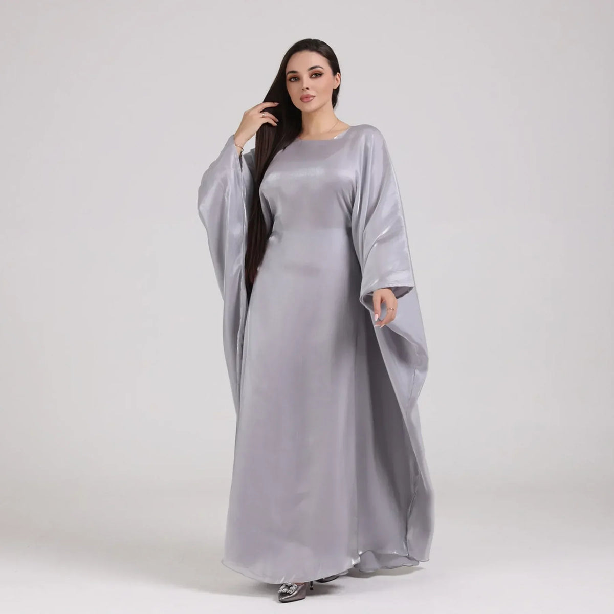 Shiny Loose Ankle-Length Kaftan Maxi Dress for Women