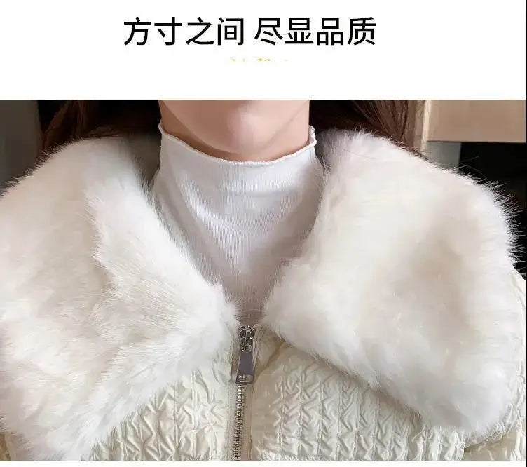 Women Cotton Padded Jacket Coat Female Winter Student Clothing Big Fur Collar Fashionable Medium To Long Parkas