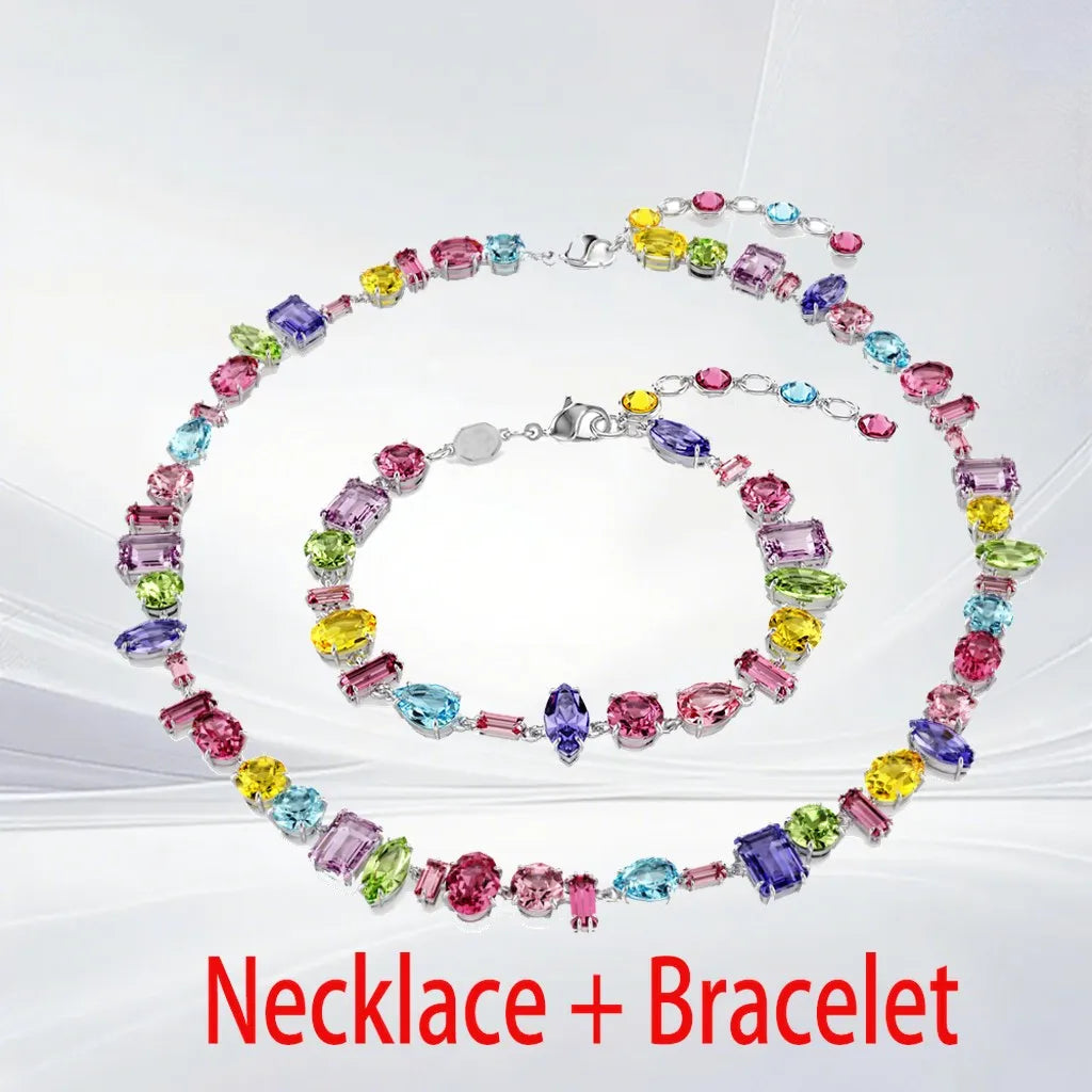 Gold Plated Mixed Cut Crystal Jewelry Set for Women