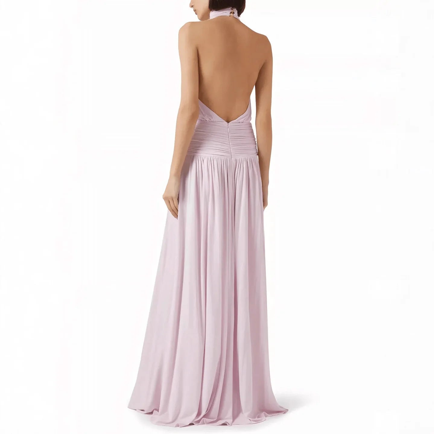 Halter Neck Elegant Long Backless Slit Dress for Women