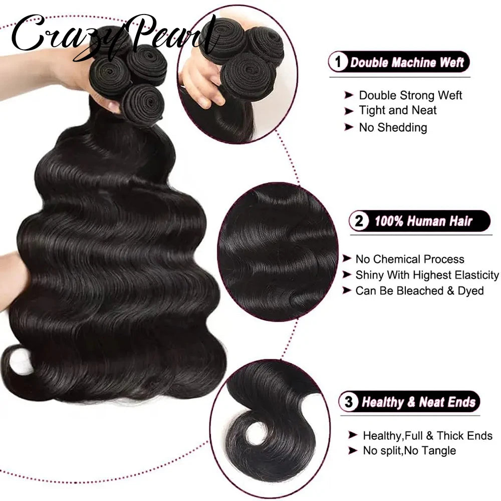 Unprocessed Body Wave Human Hair Bundles for Women
