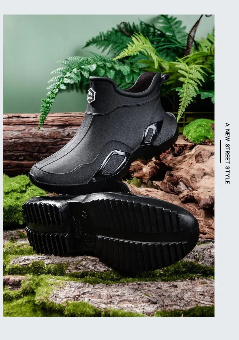 Round Toe Waterproof Ankle Rain Boots
