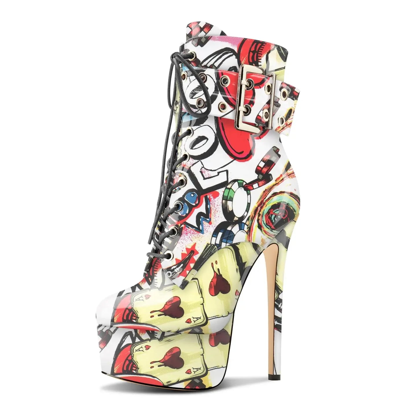 Leopard Print Stiletto Platform Ankle Boots for Women