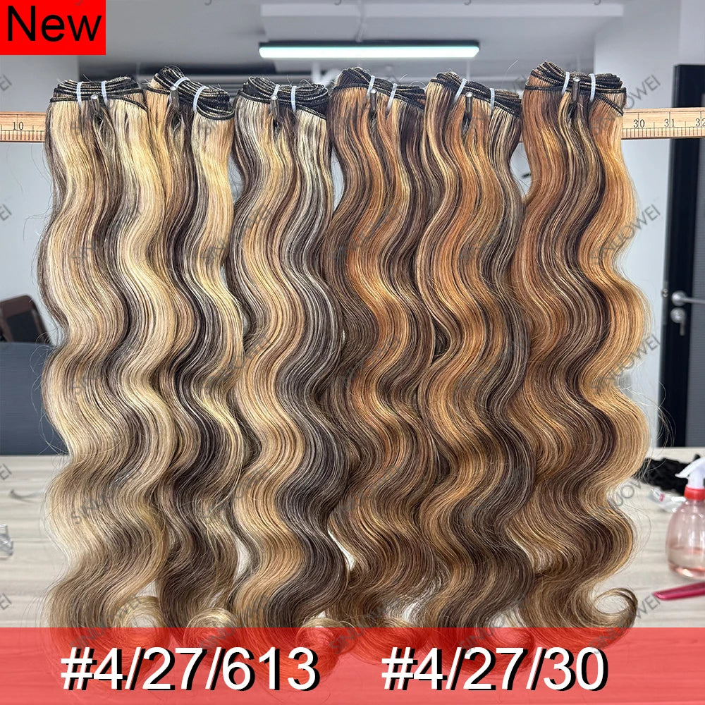 Honey Blonde Highlight Body Wave Hair Bundles for Women
