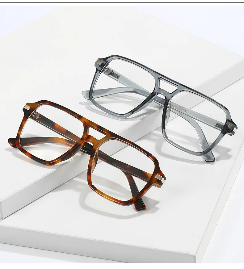 Retro Double Bridge Square Frame Reading Glasses for Women