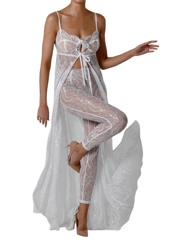 Backless Sheer Lace Beach Cover Up Dress for Women
