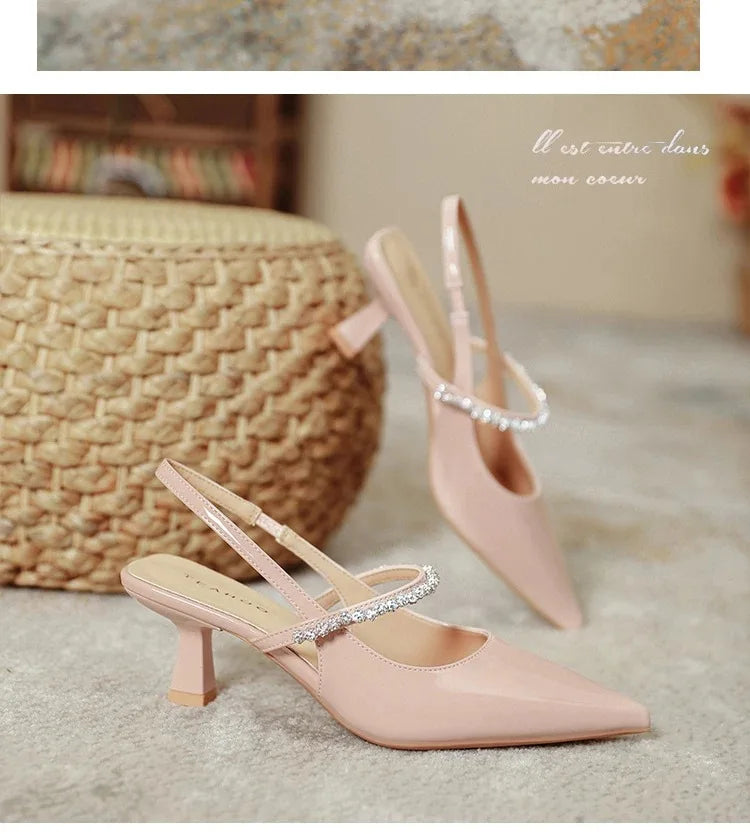 Rhinestone Stiletto Back Strap Sandals