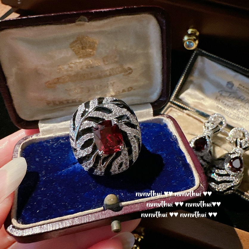 Zebra Cubic Zirconia Ring and Earring Set for Women