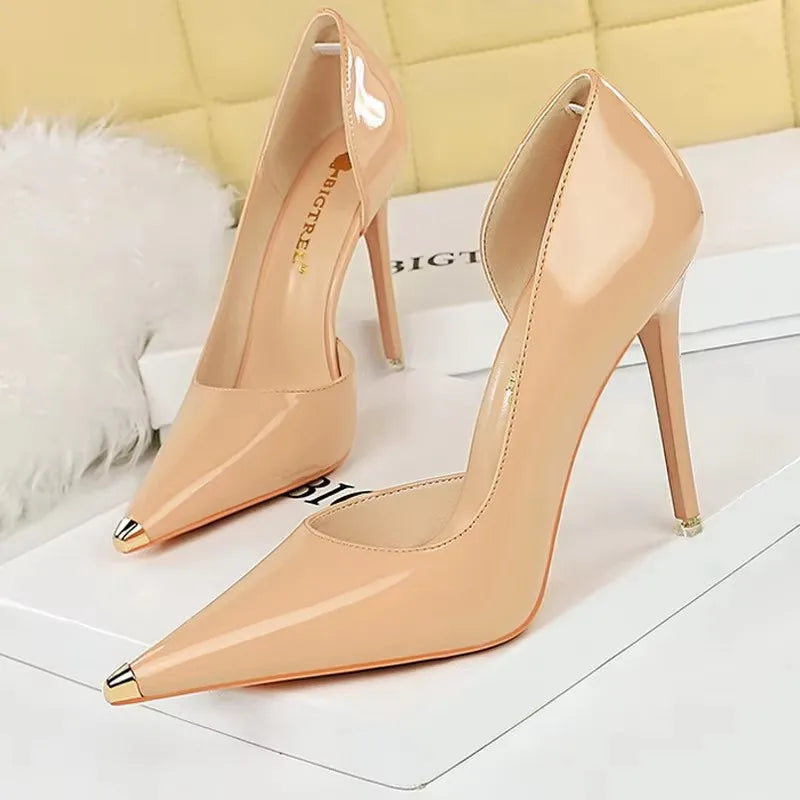 Pointed Toe Patent Leather Stiletto Pumps for Women