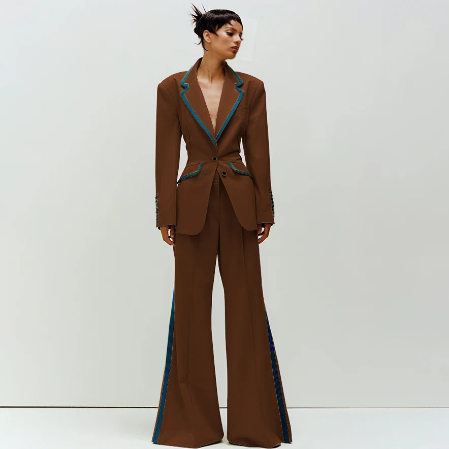 Tailored Notched Collar Two Piece Suit Set For Women