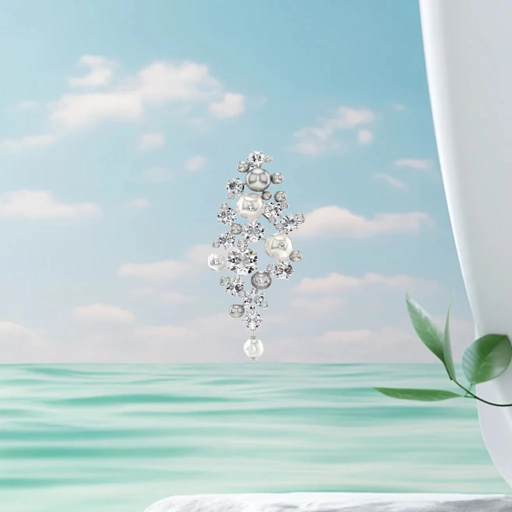 Pearl Crystal Necklace and Earring Jewelry Set for Women