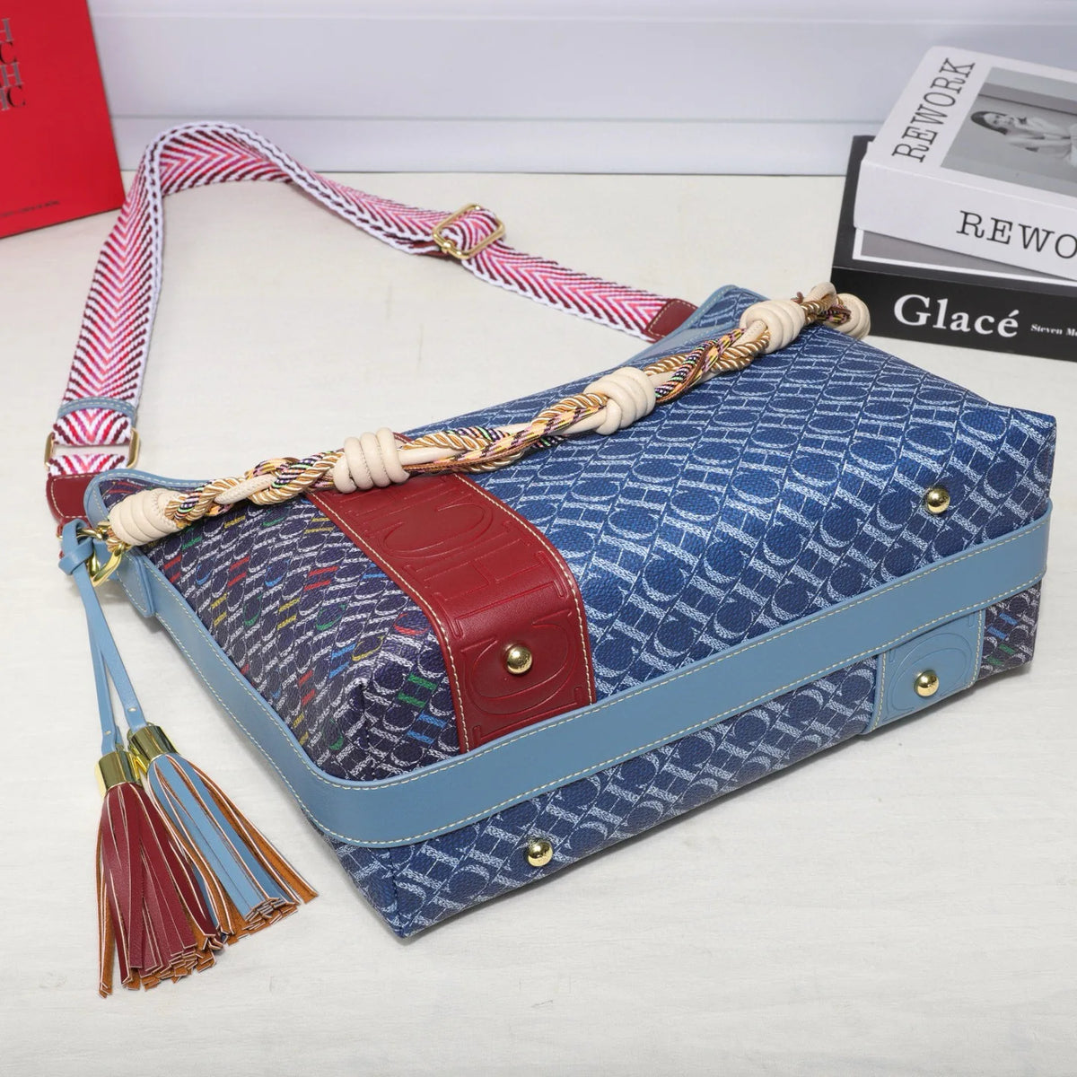 Textured Letter Print Tote And Crossbody Bag for Women