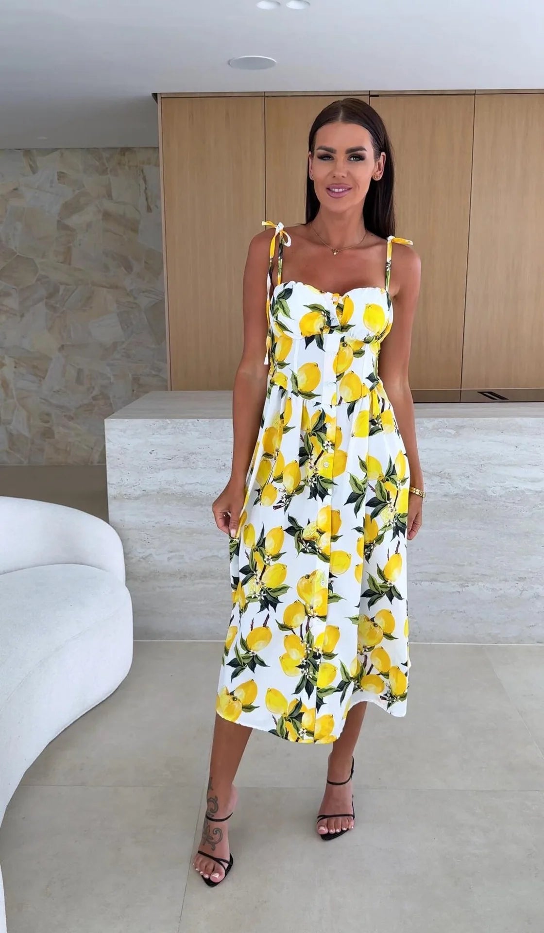 Boho Print Sleeveless A-Line Casual Midi Dress for Women