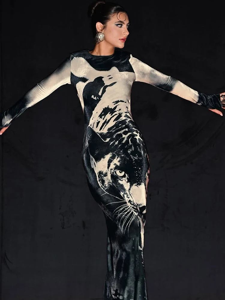 Tiger Print Maxi Dress