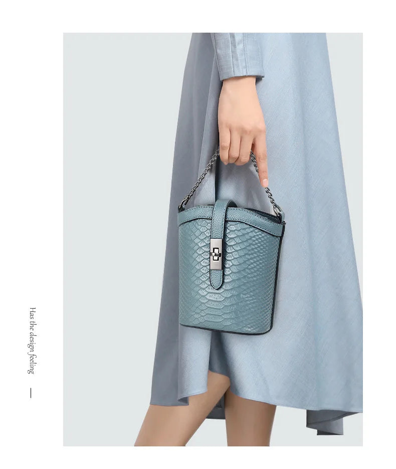 Genuine Leather Crocodile Pattern Crossbody Bag for Women