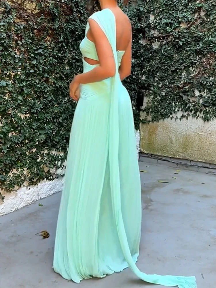 Hollow Solid Patchwork Chic Maxi Dress, Women Summer Sleeveless Holiday Simple Party Dress, 2025 Strapless Fashion Ladies Dress