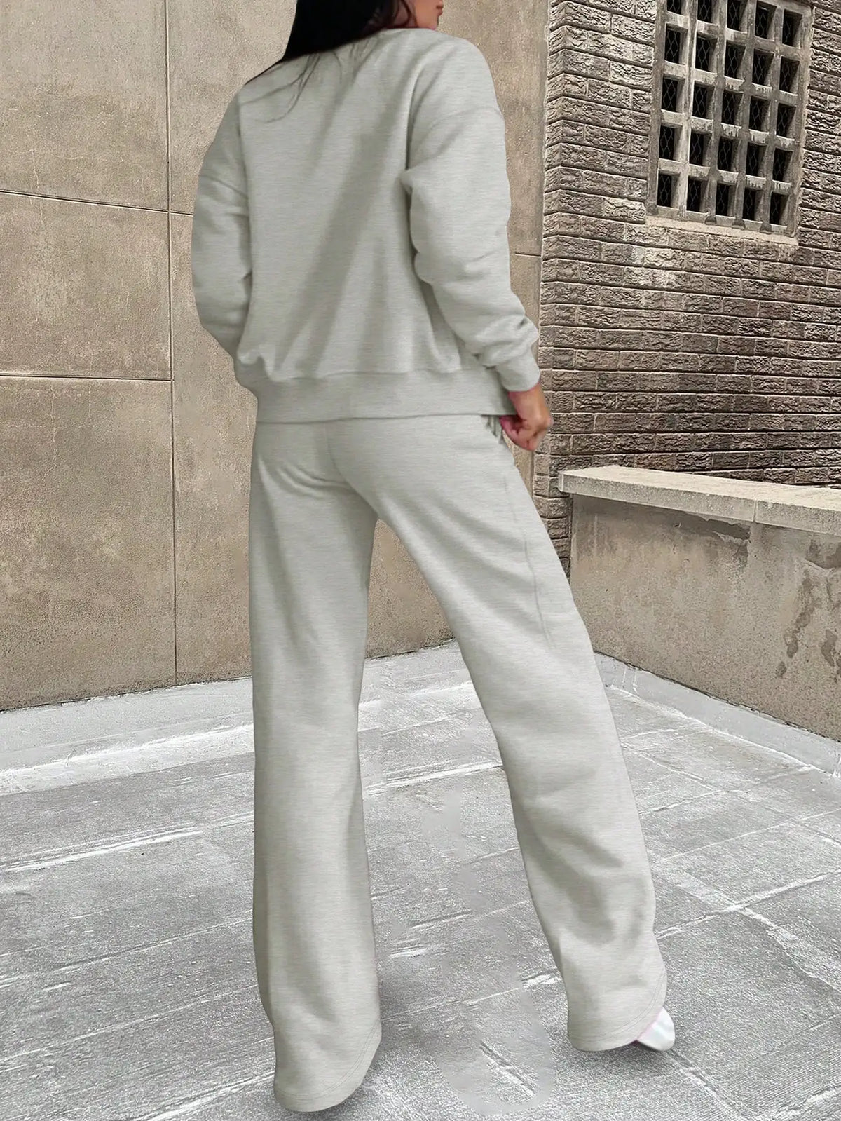 2026 Fall/Winter Fashion New Solid Color Simple Sweatshirt Jacket with Pockets and Straight-Leg Pants Set, Casual and Versatile Two-Piece Outfit