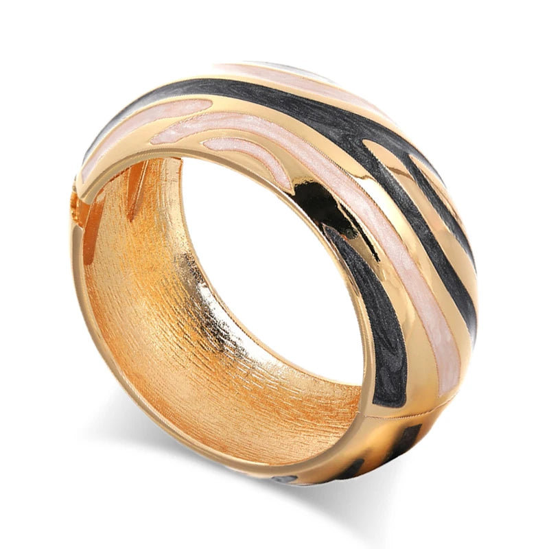 Colorful Enameled Statement Cuff Bangle Bracelet for Women