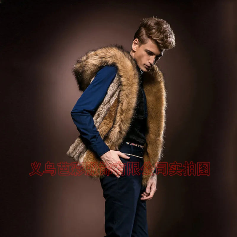 Thick Warm Hooded Faux Fur Vest