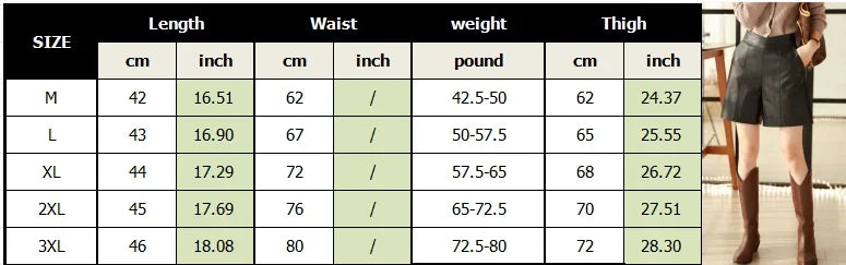 High Waist Wide Leg A Line Patchwork Faux Leather Shorts For Women