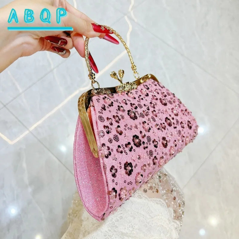 New Dinner Handbag Sequined Diamond Dinner Party Women's Handbag Luxury Brand Fashion Trend Women's Shoulder Crossbody Bag