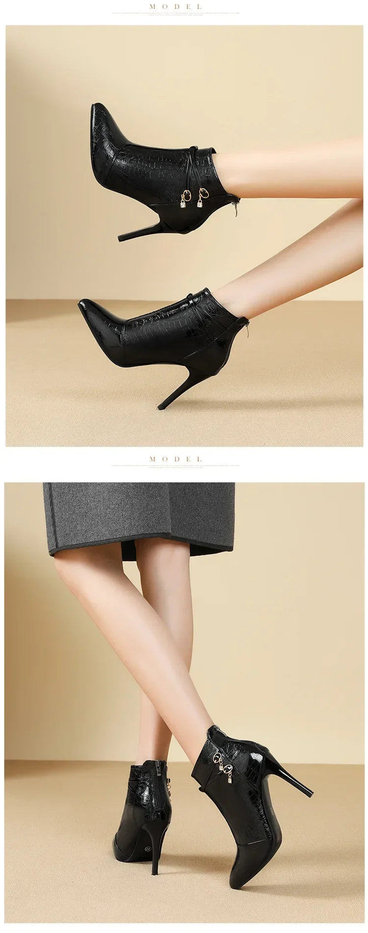 Crystal Pointed Toe High Heel Ankle Boots for Women