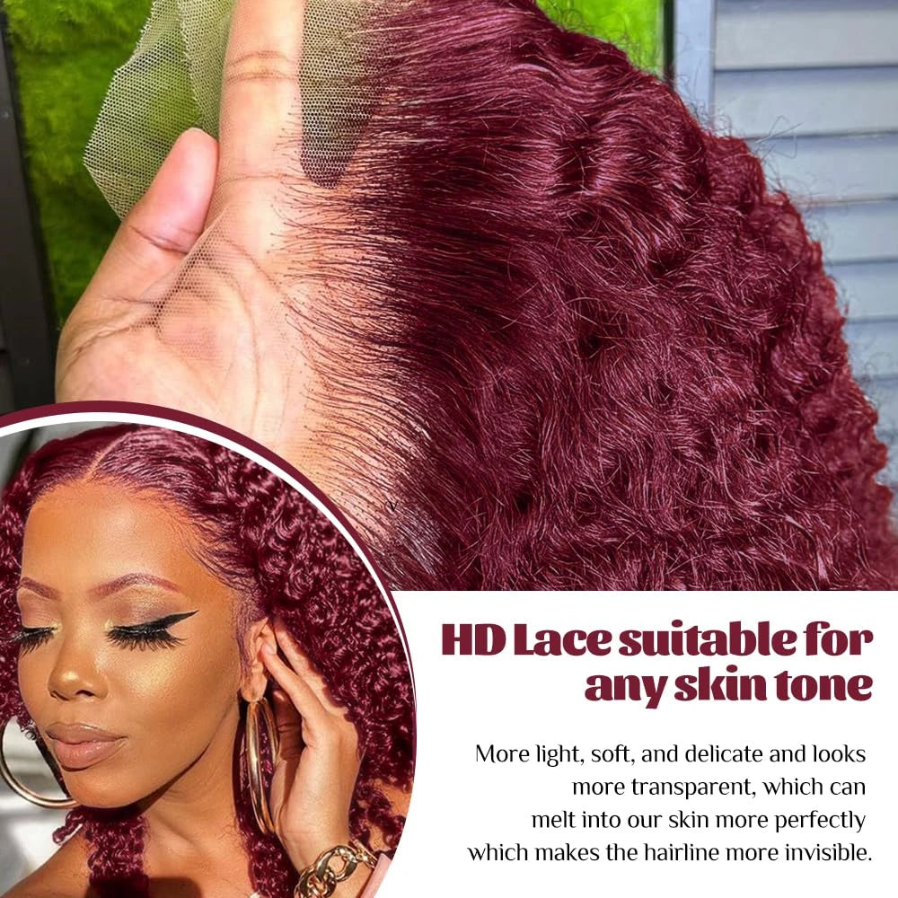 Deep Wave Lace Front Brazilian Human Hair Bob Wigs For Women