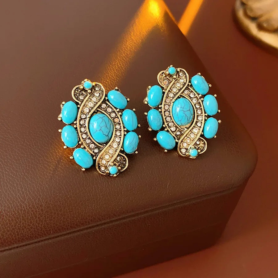 Blue Cross Necklace And Earrings Set