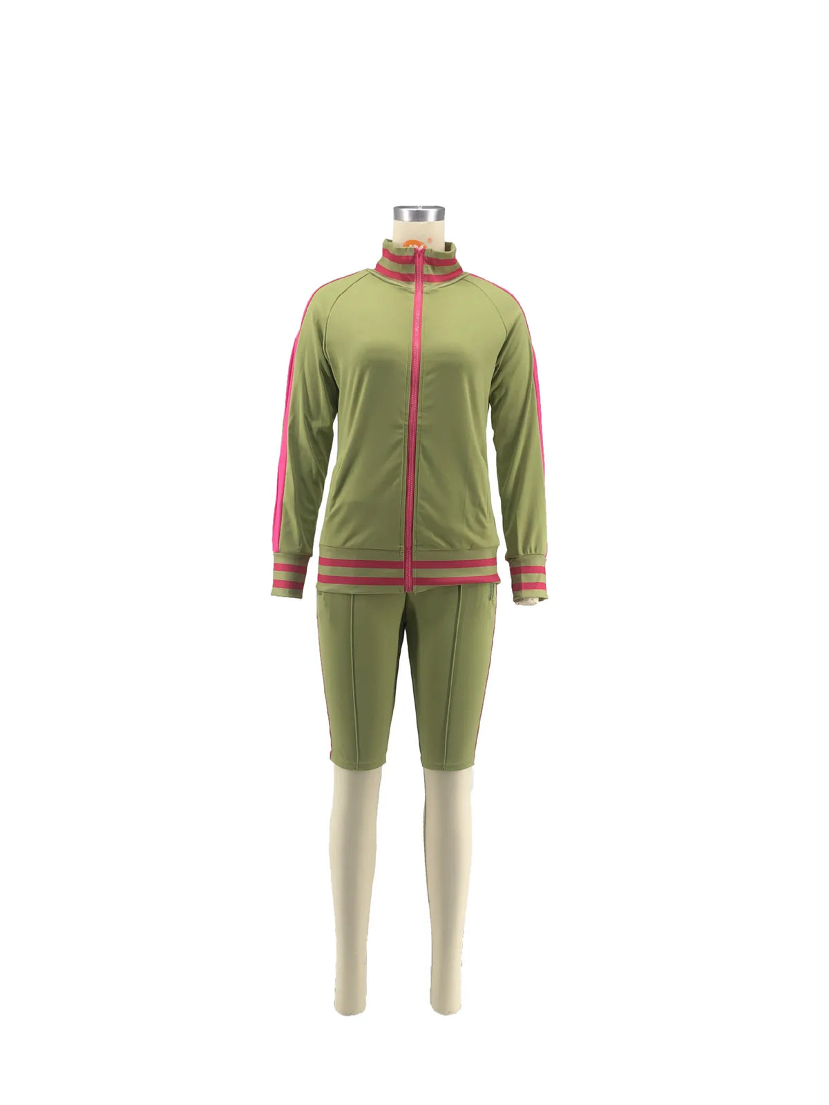 Casual Cold Shoulder Zipper Tracksuit Set for Women