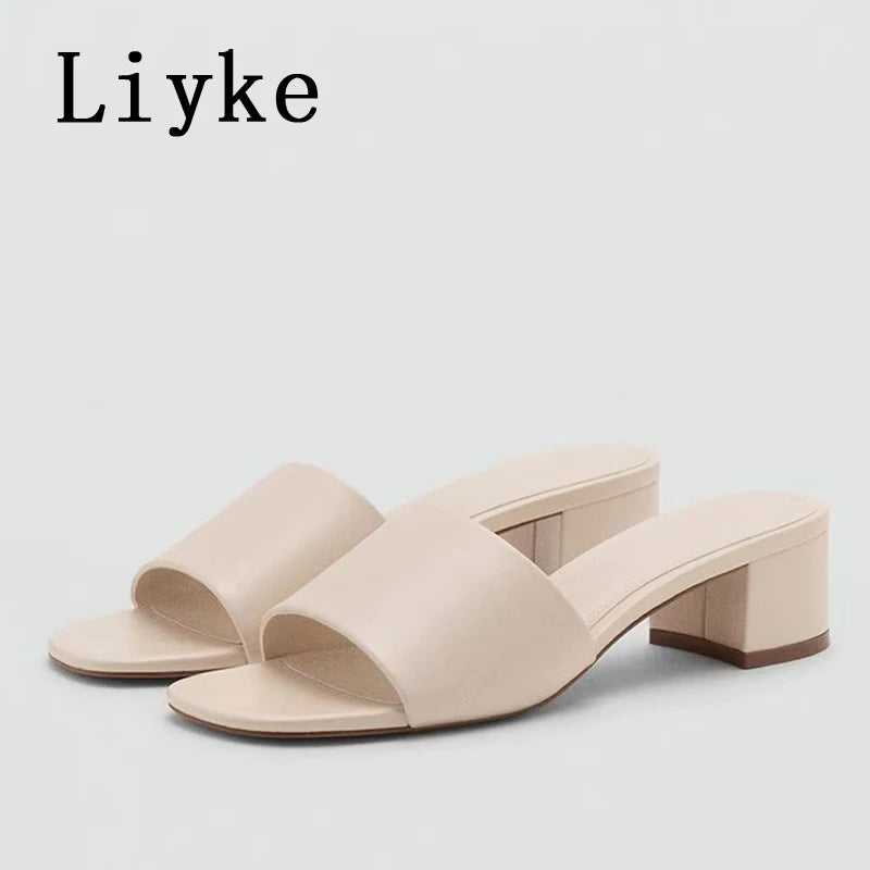 Premium Soft Leather Comfort Flat Slides for Women