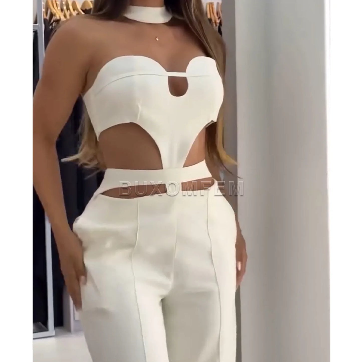 Female Sets Chic 2025 Summer Lady Suit Stylish Outwear Pants Women's Set Strapless Sleeveless Slim Fashion Wide Leg Trousers