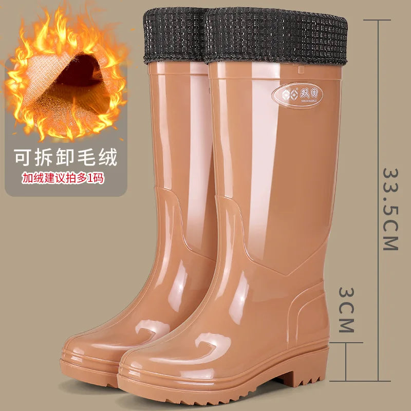 Bright Green Knee High Rain Boots With Antislip Sole for Women