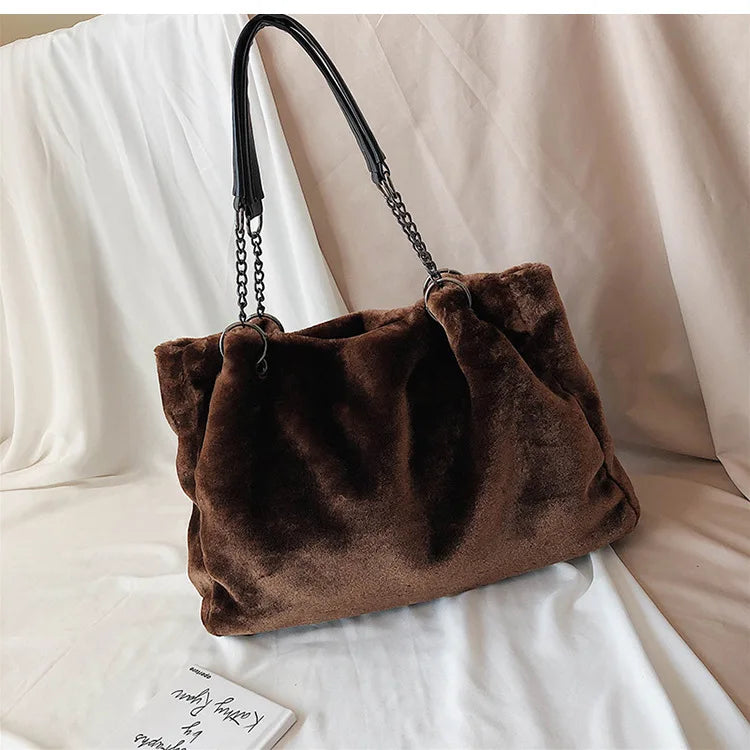 Soft Plush Large Capacity Luxury Shoulder Bag for Women