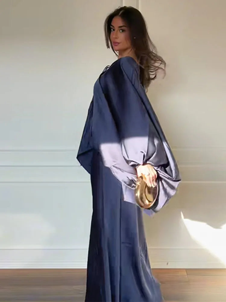 Casual Solid Batwing Sleeve Shirt Skirt Set for Women