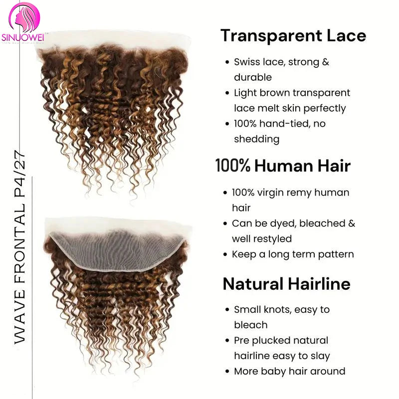 Highlight Water Wave Human Hair Bundles With Lace Closure for Women