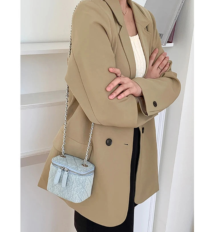 Mini Denim Crossbody Bag with Chain Strap for Women