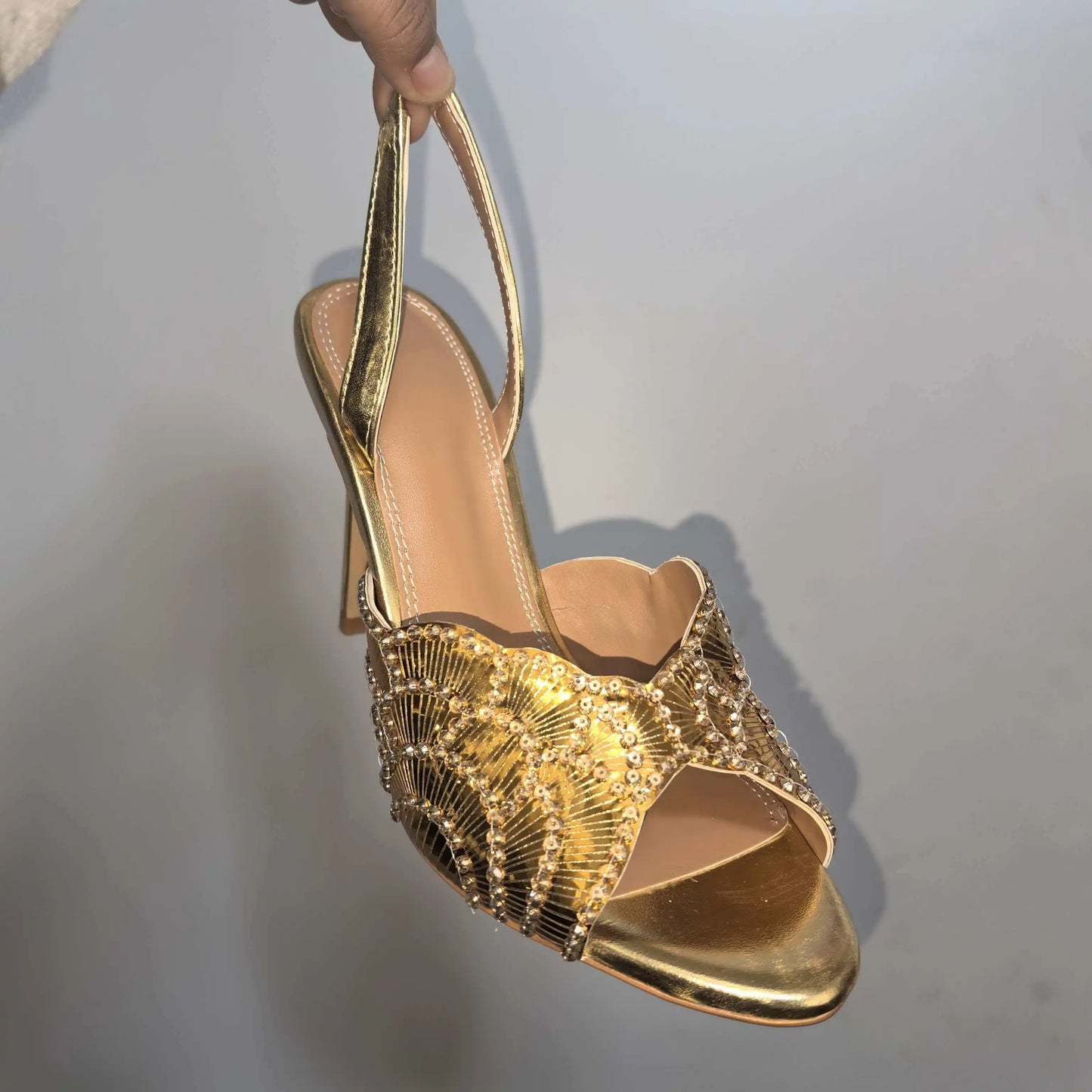 Luxurious Sparkling Fish Mouth Strap Sandals for Women