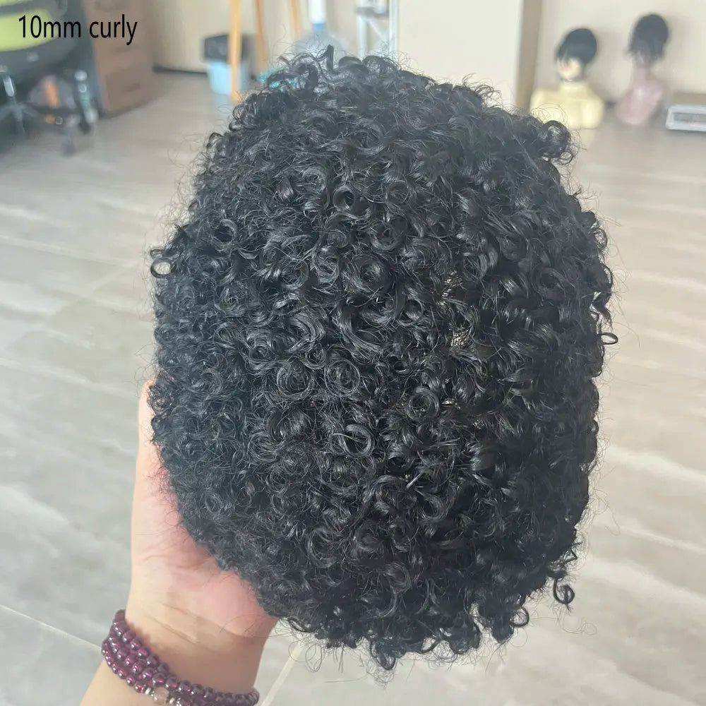 Natural Looking Kinky Curly Afro Human Hair Toupee for Women