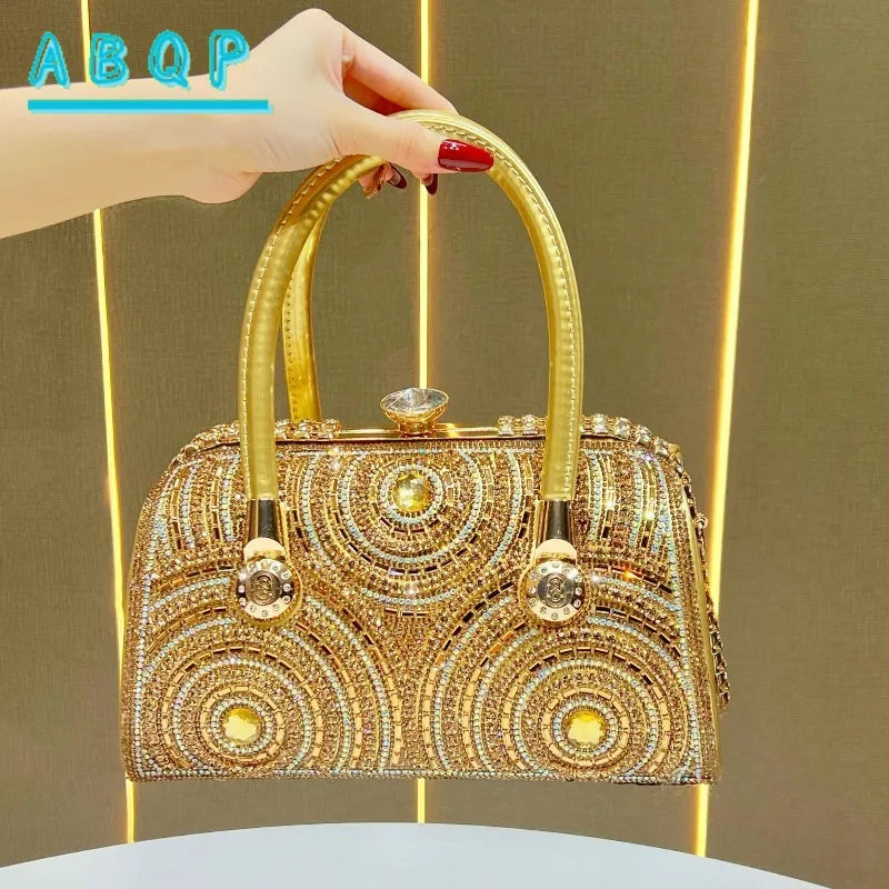 New Dinner Handbag Luxury Brand Diamond-encrusted Sparkling Dinner Party Handbag Fashion Trend Women's Shoulder Crossbody Bag