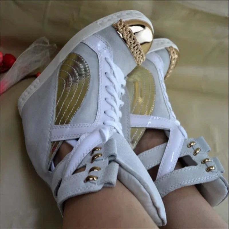 Cross Tied Buckle Strap Platform Flat Shoes With Chain for Women