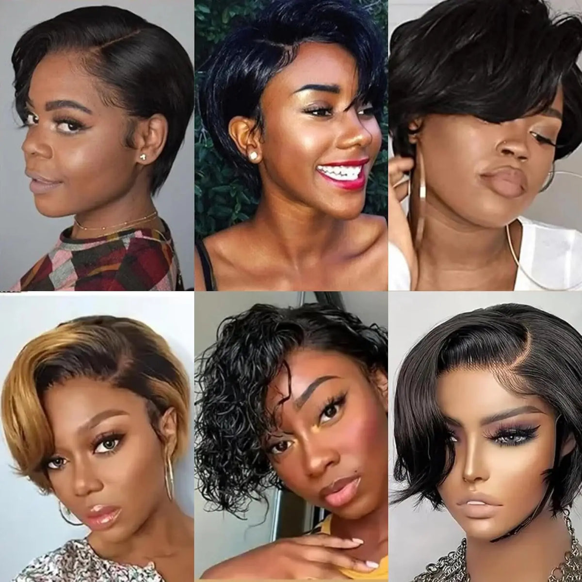 Layered Straight Pixie Cut Human Hair Lace Front Wig for Women